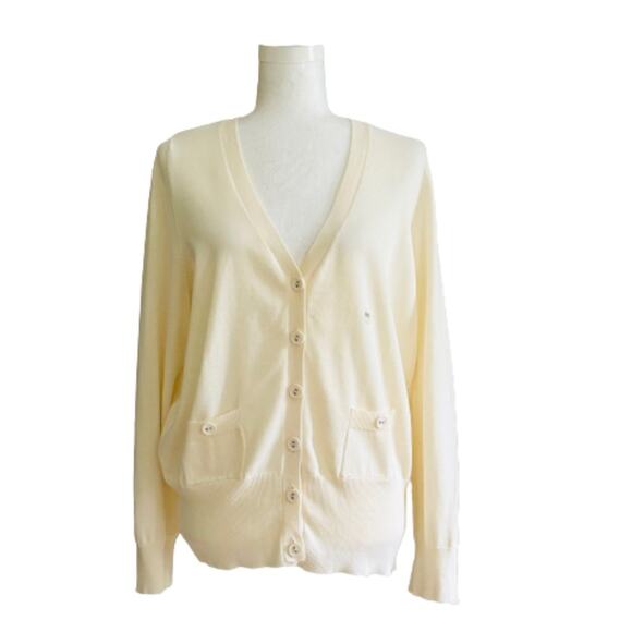 Lane Bryant Cardigan Sweater Cream Cotton Pockets Button Front Size 14/16 XL - Picture 11 of 11